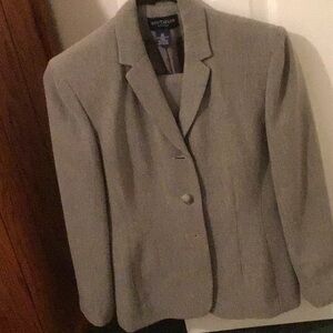 Ann Taylor Herringbone Blazer and pants in gray